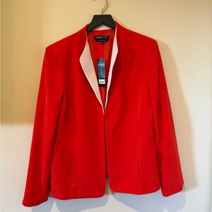 NWT Jones New York Women's Red Blazer with White Trim